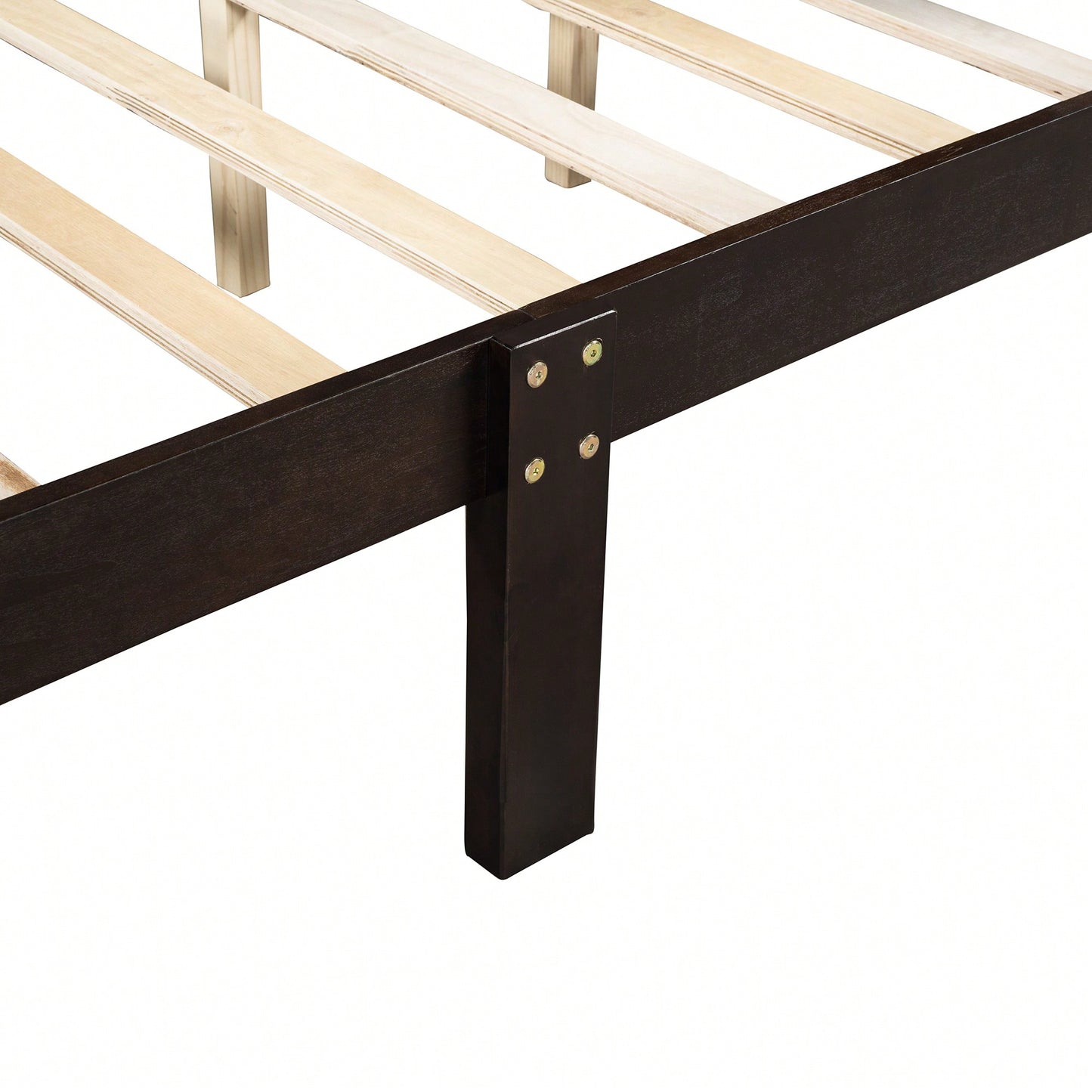 Elegant Oak Queen Size Wood Platform Bed With Headboard And Sturdy Slat Support