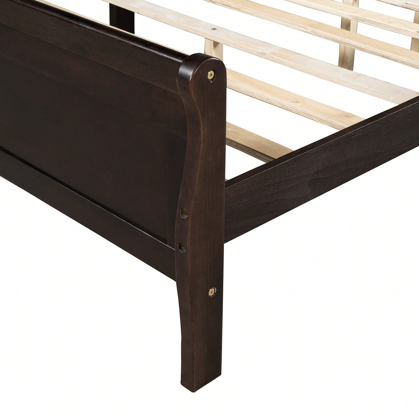 Elegant Oak Queen Size Wood Platform Bed With Headboard And Sturdy Slat Support