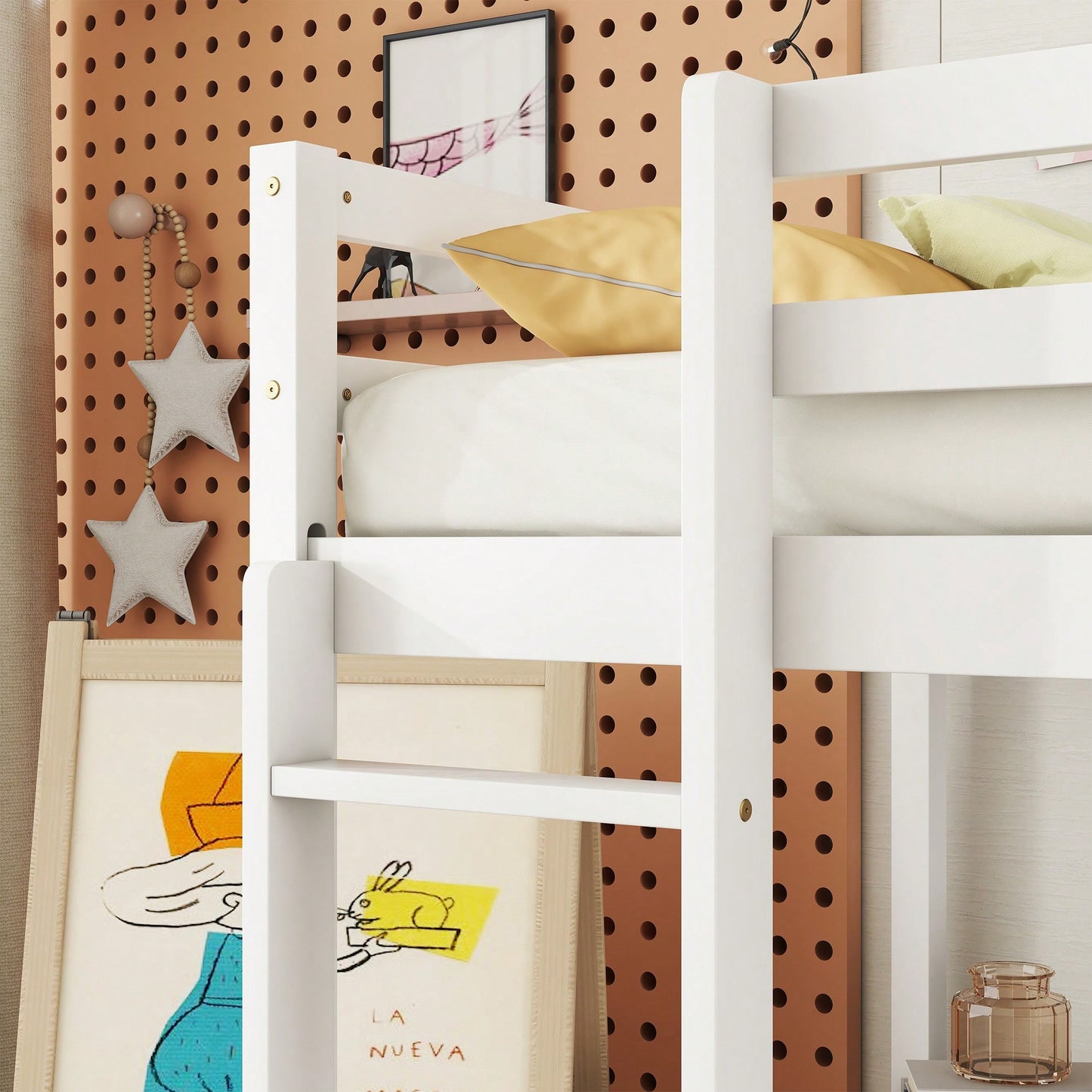 Space-Saving Twin Loft Bed With Desk, Storage Cabinet, Drawers, Guardrails, And Ladder In Grey