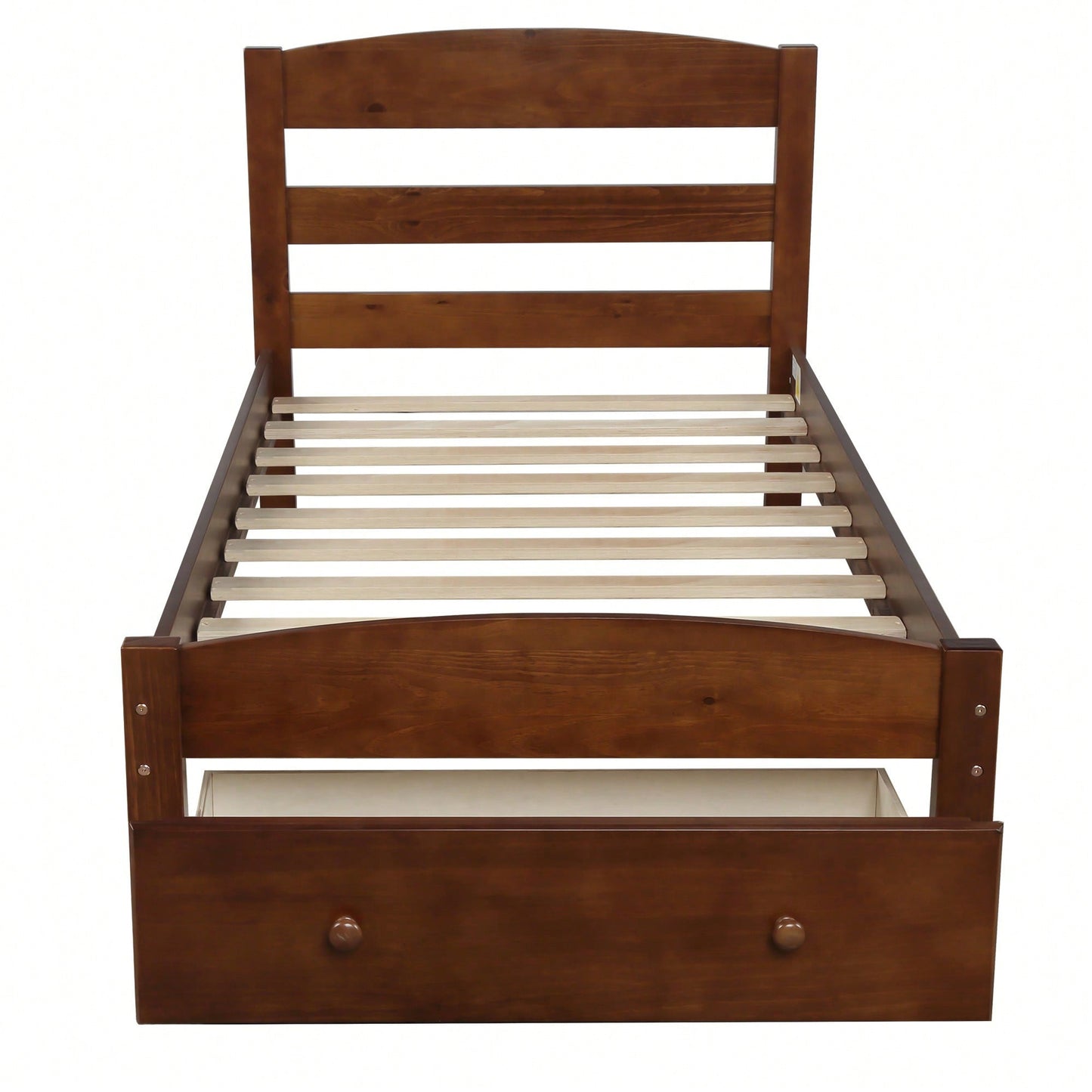 Twin Bed Frame With Storage Drawer And Wooden Slat Support No Box Spring Required White