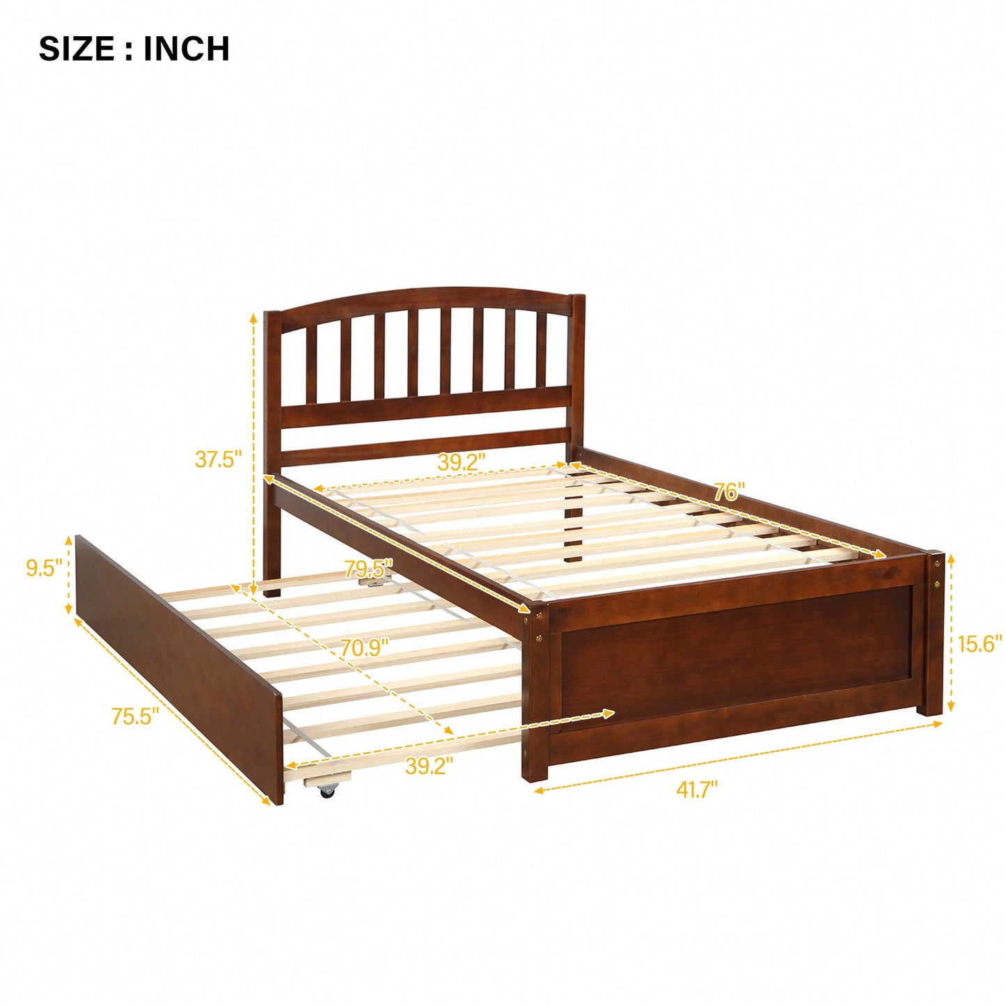 Twin Size Platform Bed Frame With Trundle For Space-Saving Sleep Solutions White