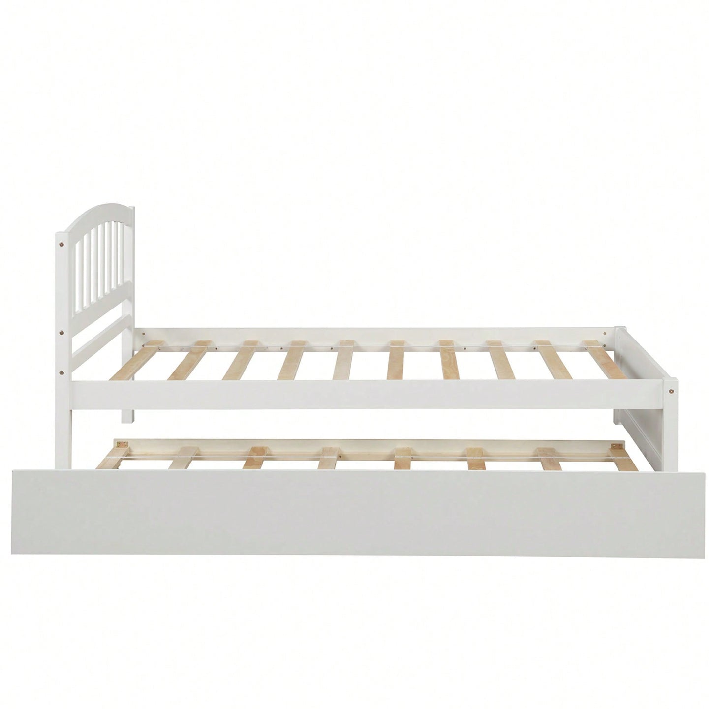 Twin Size Platform Bed Frame With Trundle For Space-Saving Sleep Solutions White