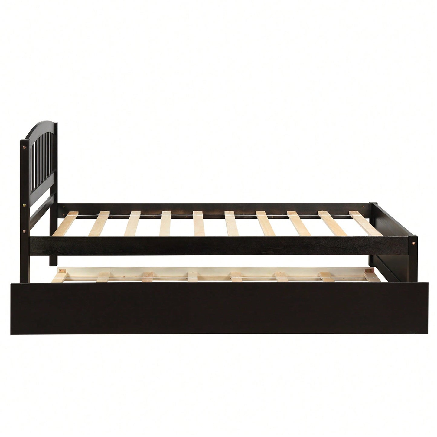 Twin Size Platform Bed Frame With Trundle For Space-Saving Sleep Solutions White