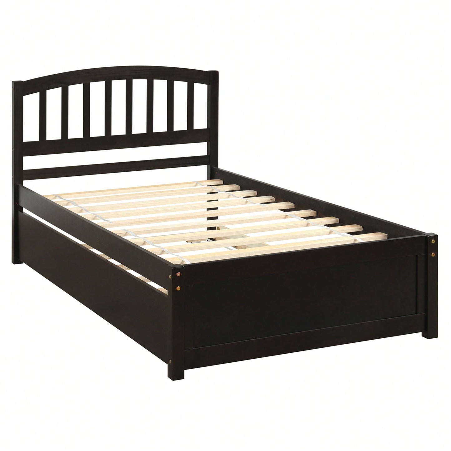 Twin Size Platform Bed Frame With Trundle For Space-Saving Sleep Solutions White