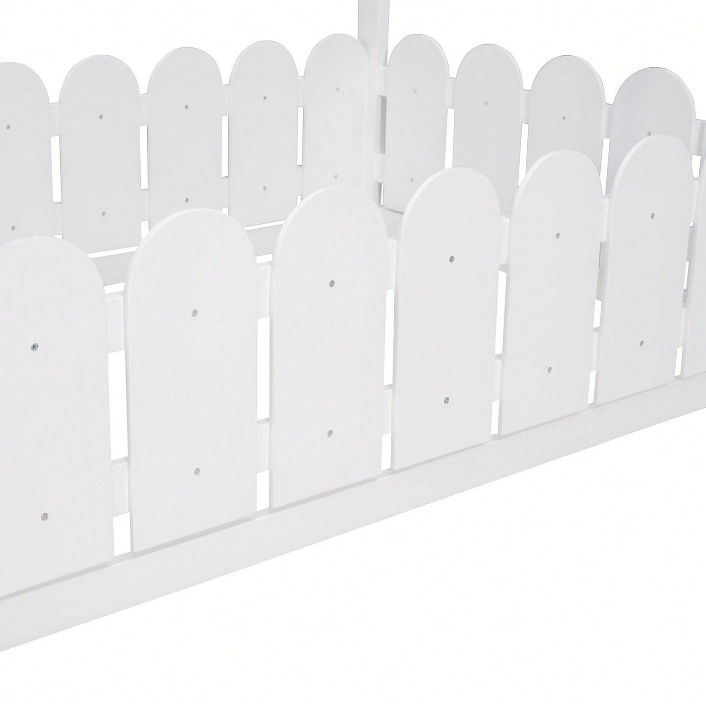 Twin Size Wooden House Bed Frame With Fence For Kids And Teens In Espresso Finish