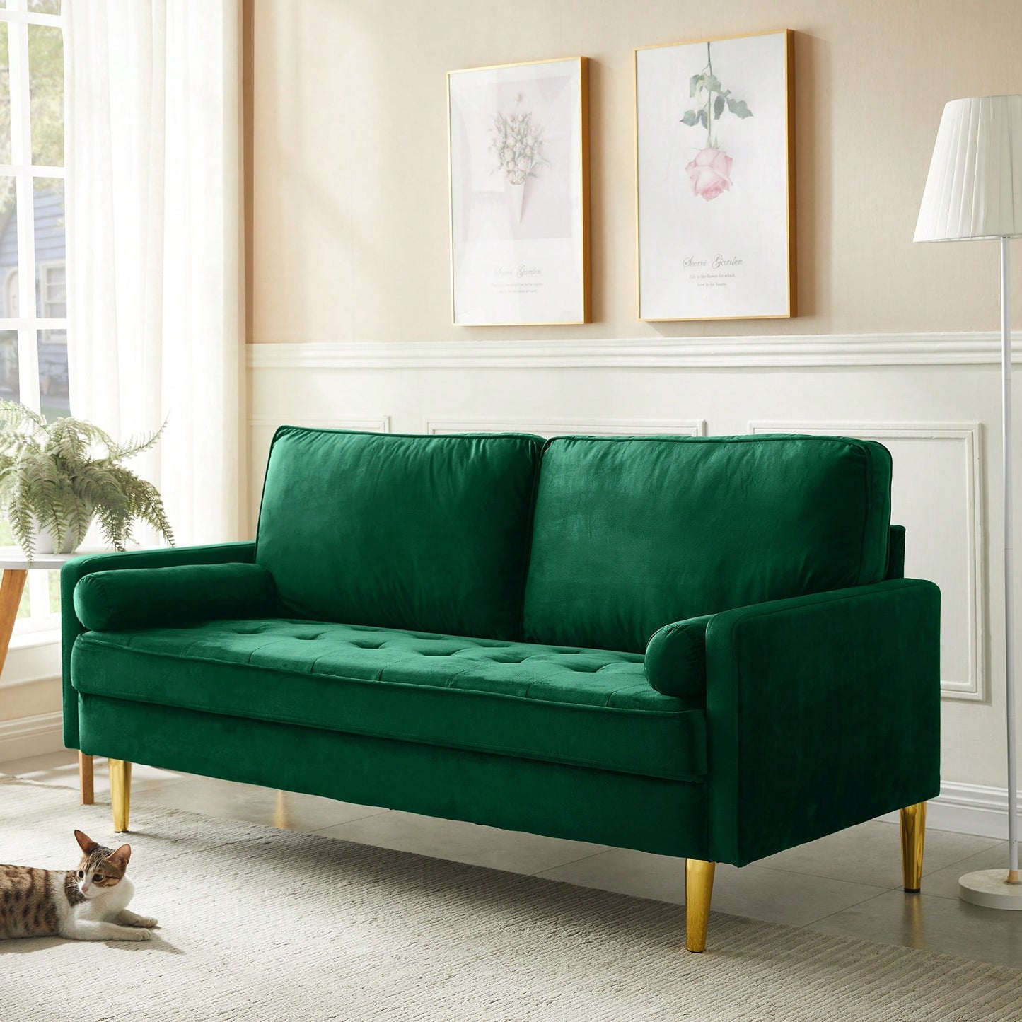 Stylish 65 Inch Velvet Sofa For Modern Living Room Decor