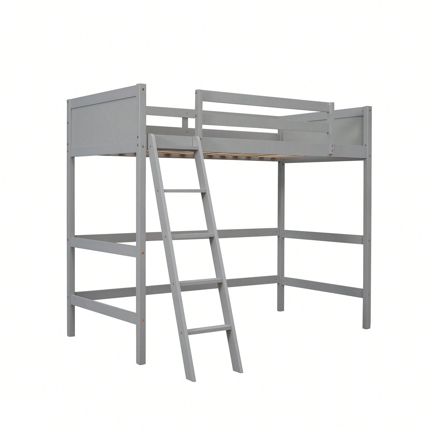 Solid Wood Twin Loft Bed With Ladder For Space Saving And Stylish Bedroom Design Grey