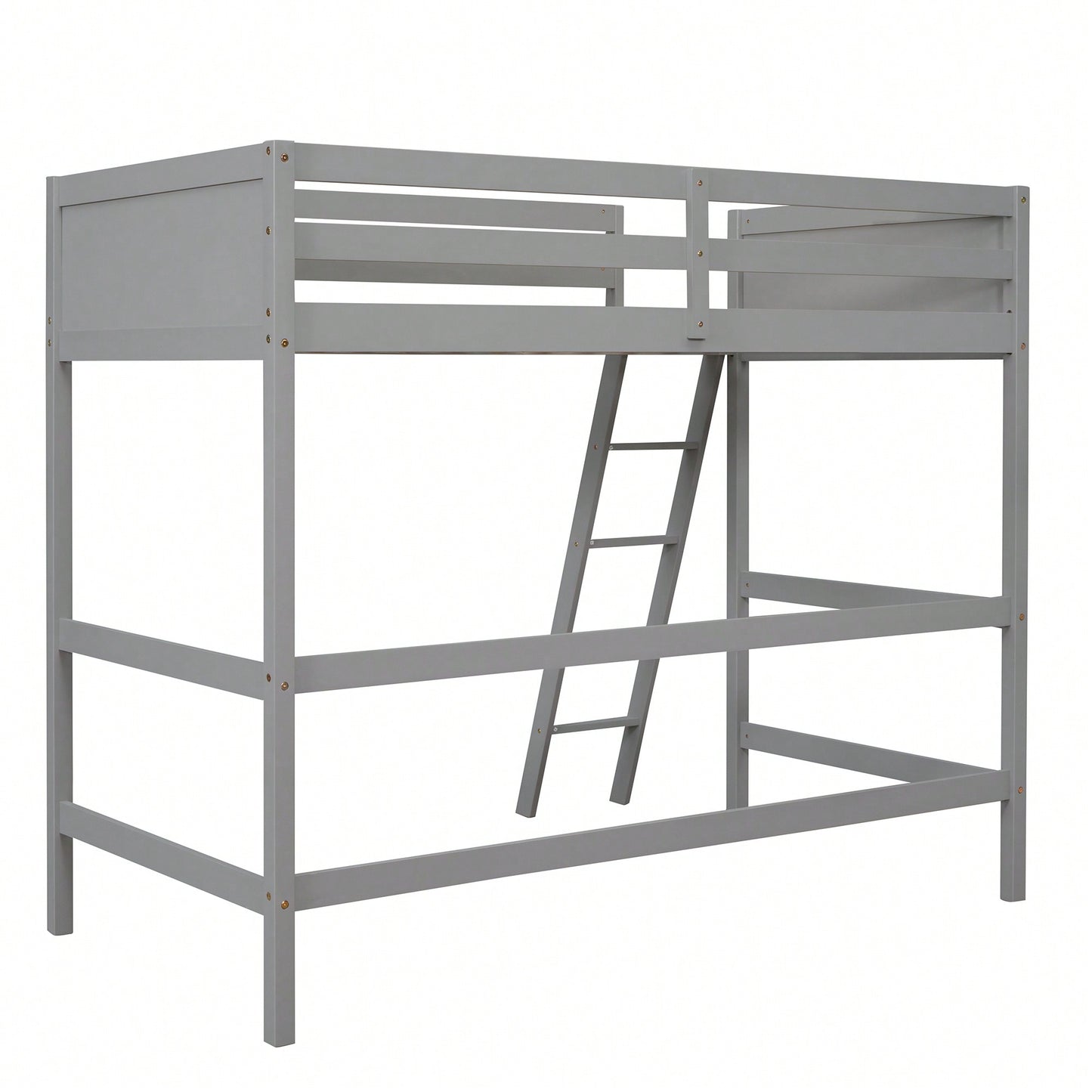 Solid Wood Twin Loft Bed With Ladder For Space Saving And Stylish Bedroom Design Grey