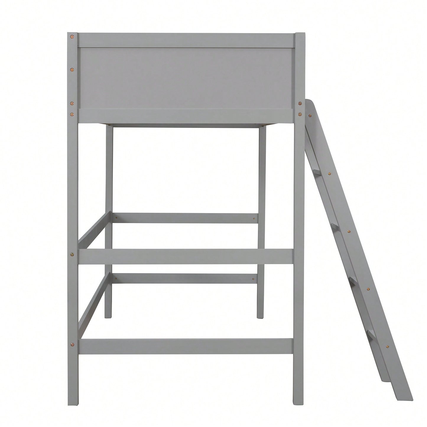 Solid Wood Twin Loft Bed With Ladder For Space Saving And Stylish Bedroom Design Grey