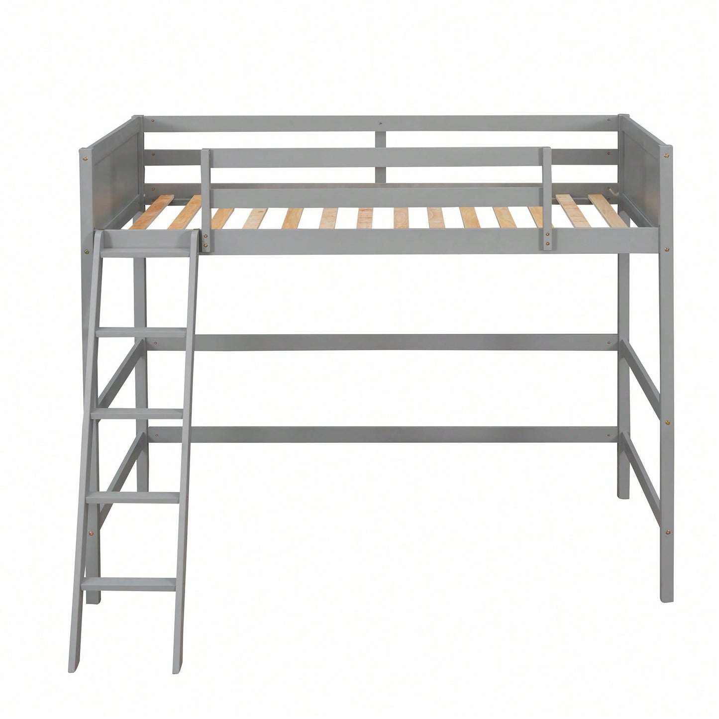 Solid Wood Twin Loft Bed With Ladder For Space Saving And Stylish Bedroom Design Grey