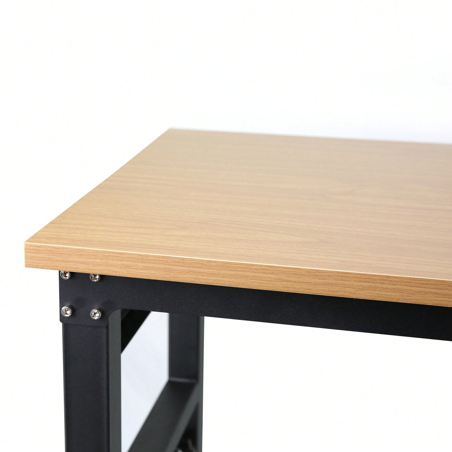 Adjustable 72 Inch Rolling Workbench With Power Outlet Heavy-Duty Rubber Wood Top Ideal For Garage Office Workshop Home Easy Assembly