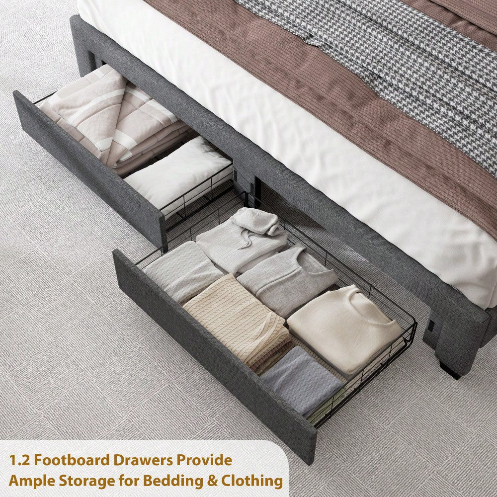 Queen Size Storage Headboard With RF LED Lights For Stylish Bedroom Organization