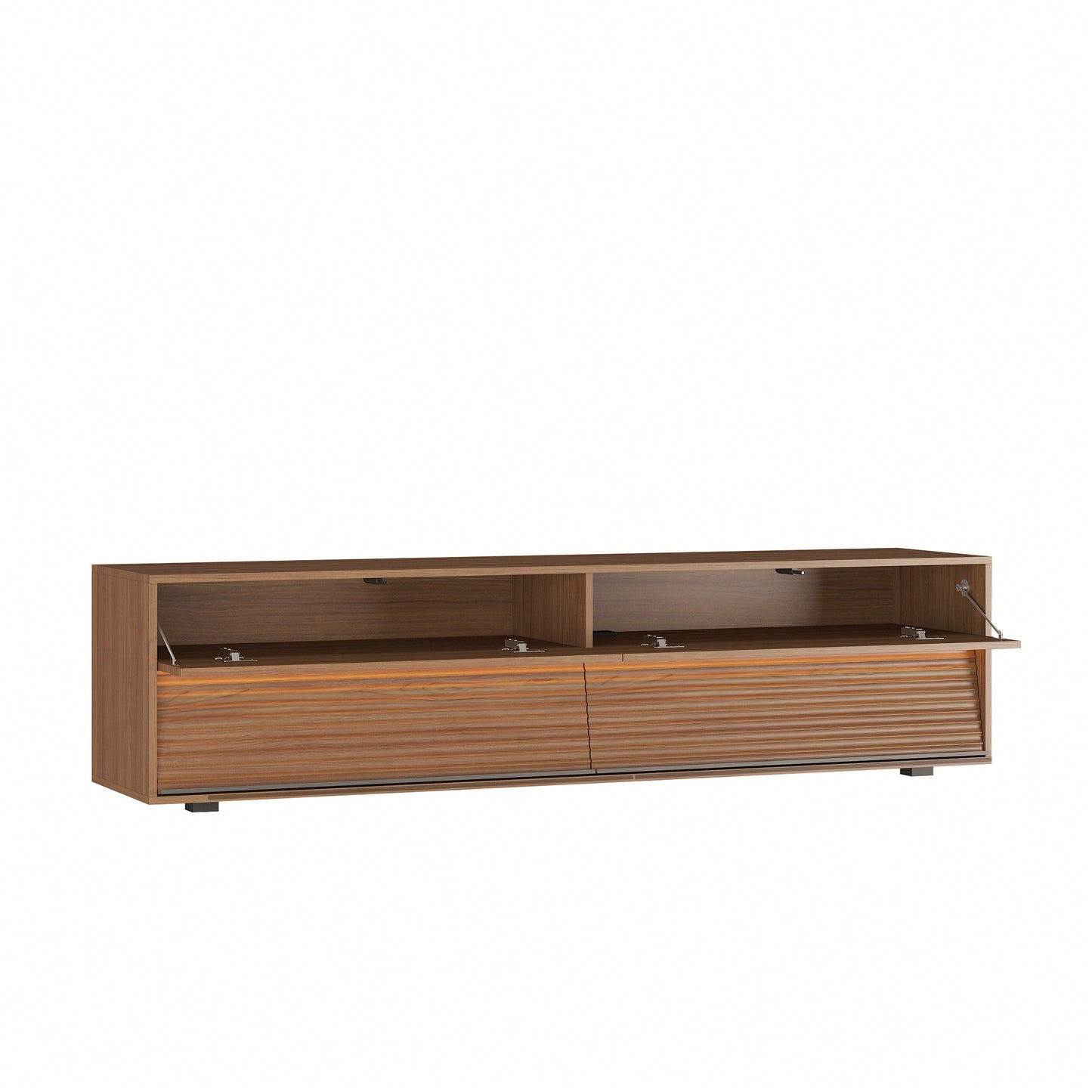 Modern 68 Inch Floating TV Stand With 16 Color LED Lights For 55 To 65 Inch TVs Stylish Wall Mounted Entertainment Center In Wood