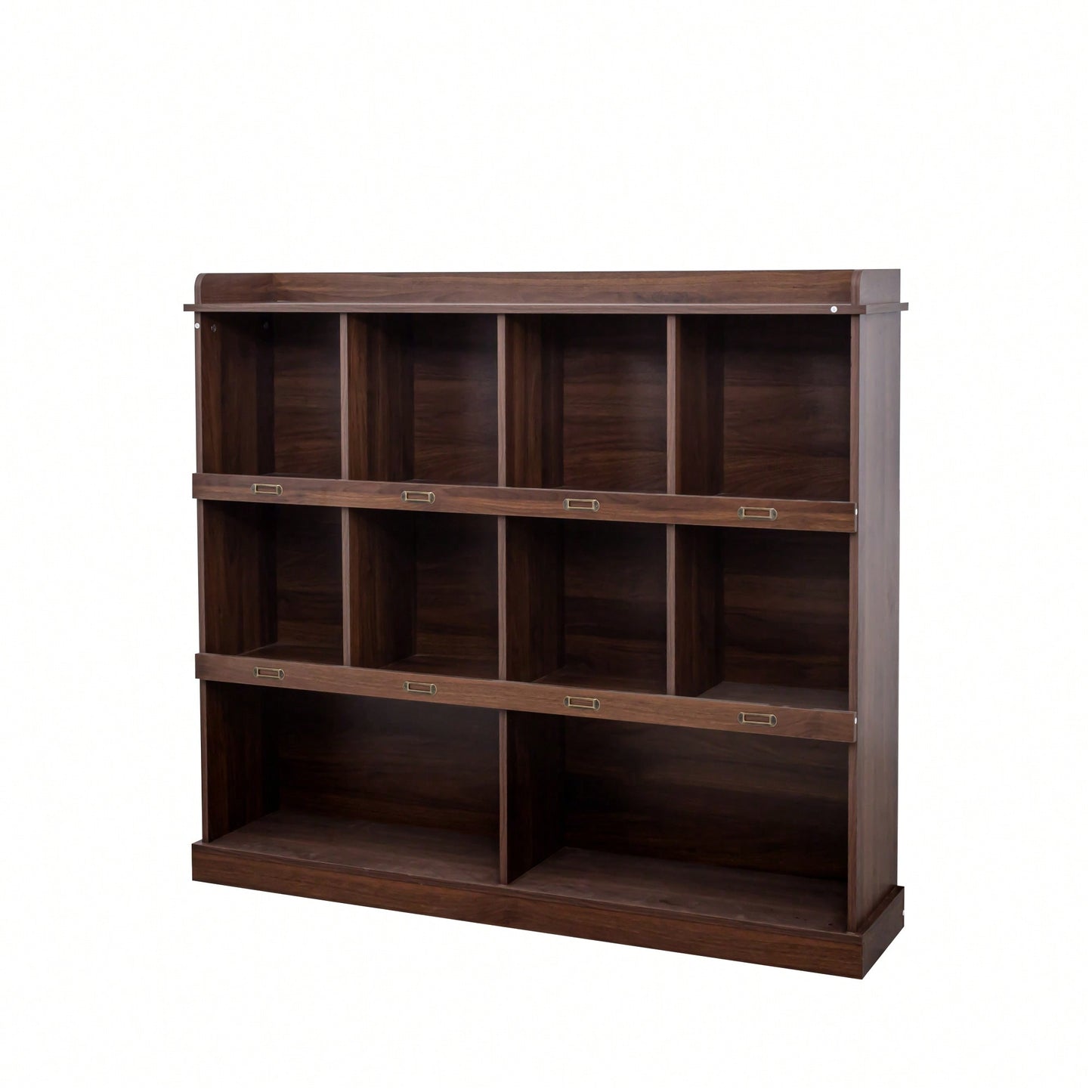Elegant Walnut 10-Shelf Bookcase For Stylish Home Organization And Display