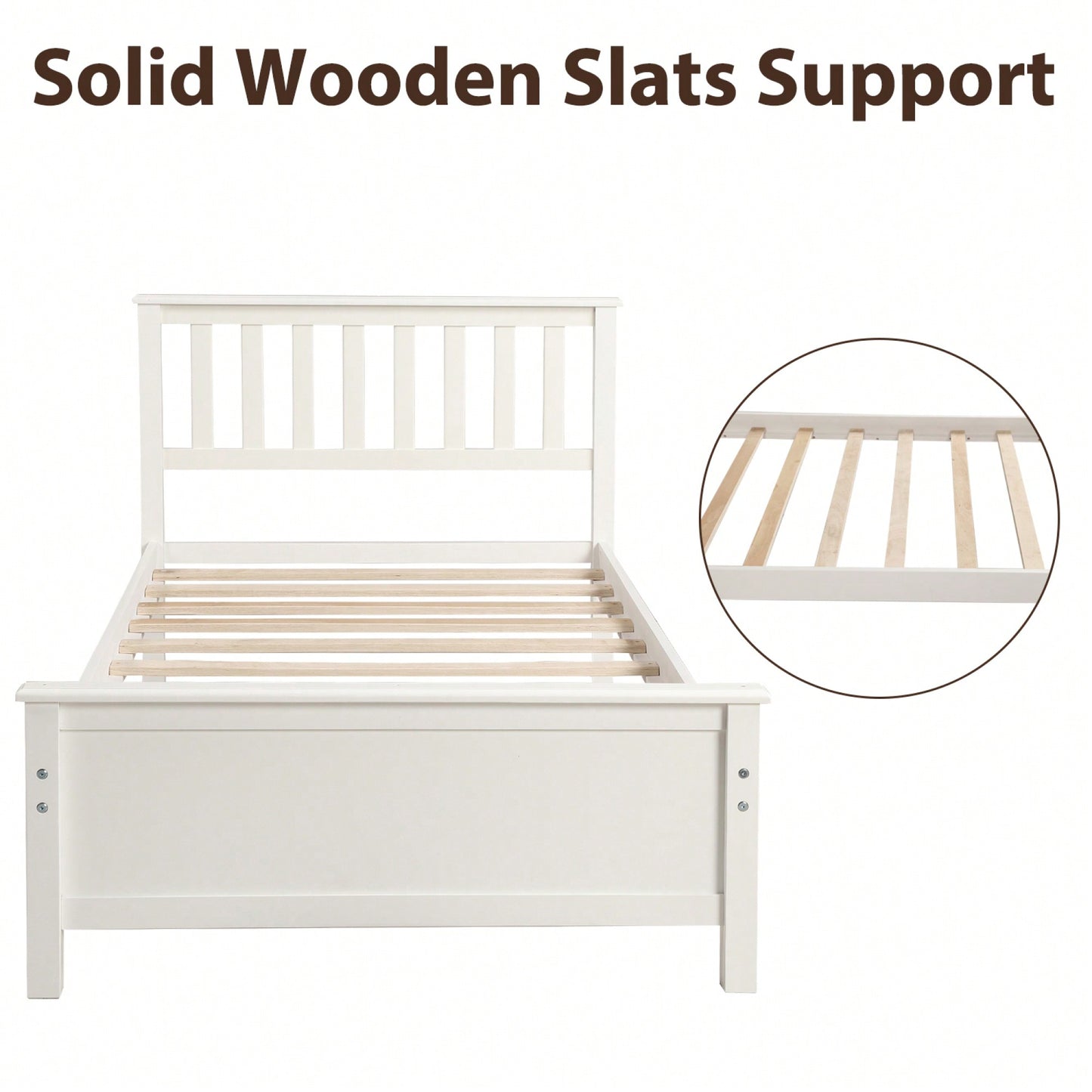 Twin Platform Wood Bed With Headboard And Footboard, Slat Support In Walnut Finish
