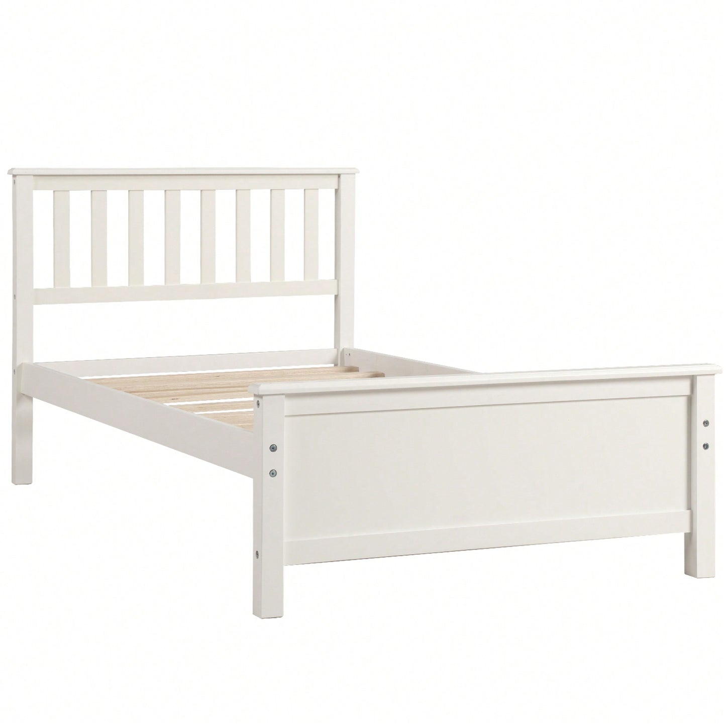 Twin Platform Wood Bed With Headboard And Footboard, Slat Support In Walnut Finish