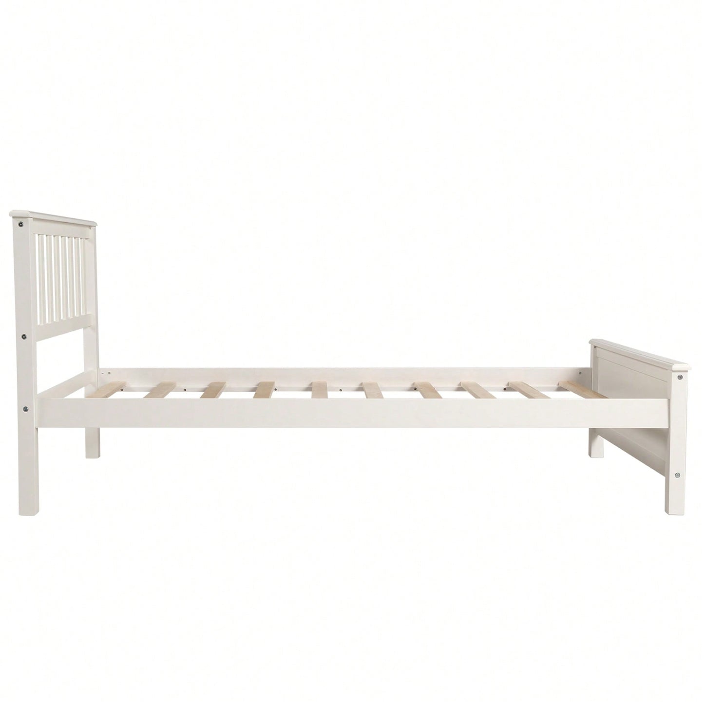 Twin Platform Wood Bed With Headboard And Footboard, Slat Support In Walnut Finish