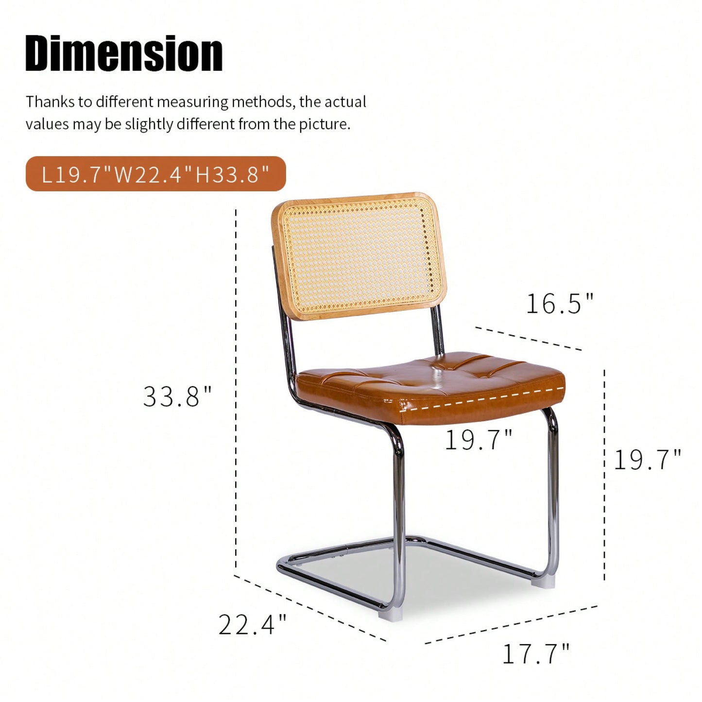Set Of 2 Modern Faux Leather Rattan Accent Chairs With Chrome Legs For Dining Living Room Kitchen Brown