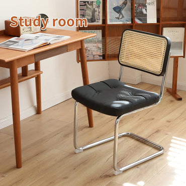 Set Of 2 Modern Faux Leather Rattan Accent Chairs With Chrome Legs For Dining Living Room Kitchen Brown