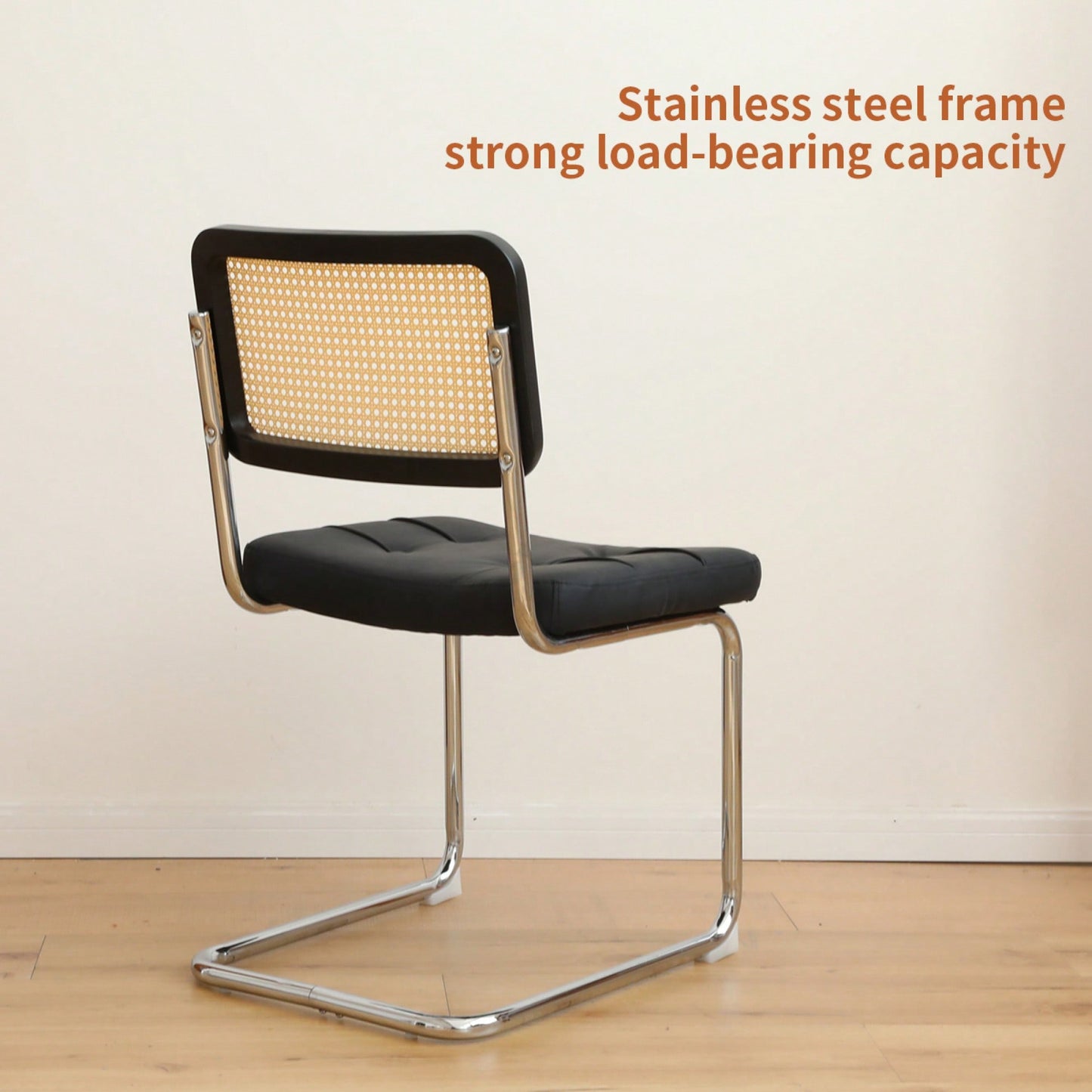 Set Of 2 Modern Faux Leather Rattan Accent Chairs With Chrome Legs For Dining Living Room Kitchen Brown