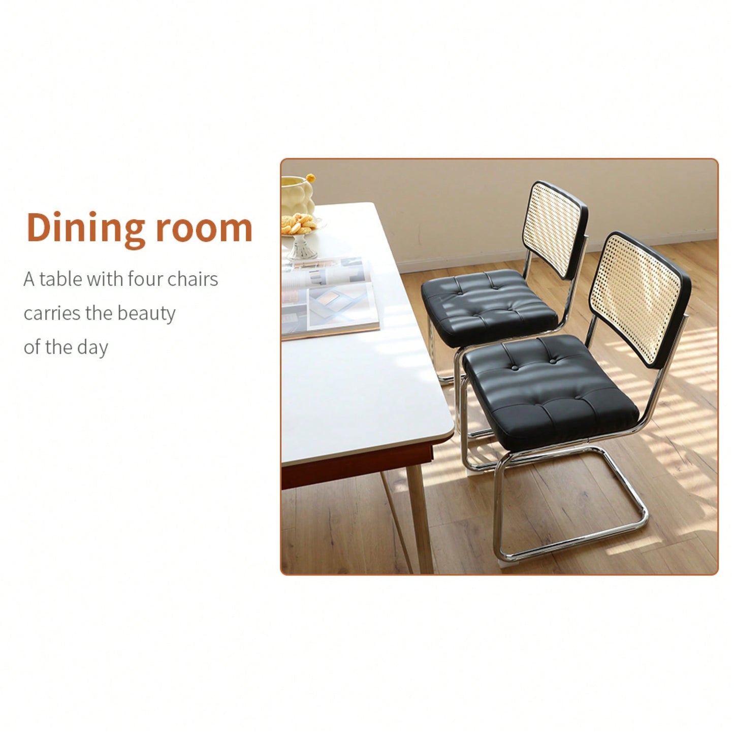 Set Of 2 Modern Faux Leather Rattan Accent Chairs With Chrome Legs For Dining Living Room Kitchen Brown