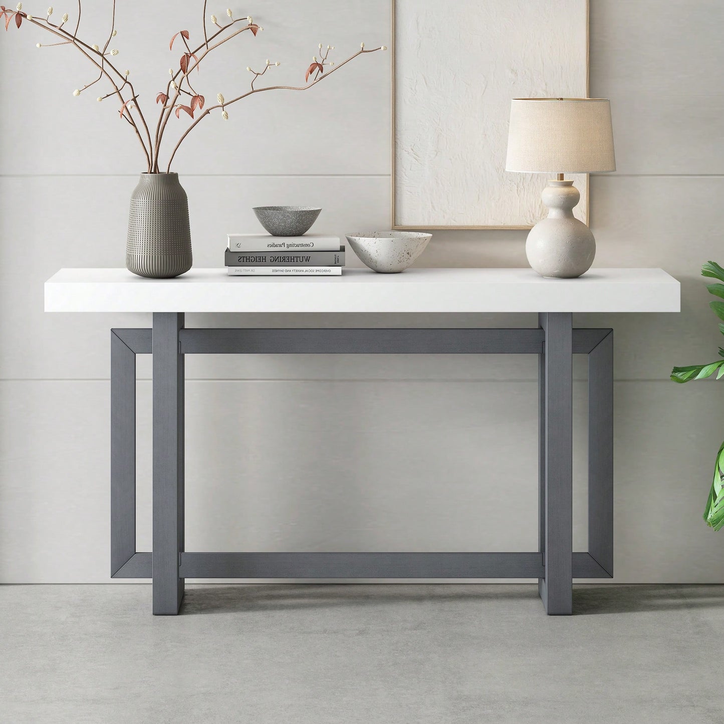 Extra Long Contemporary Console Table With Wood Top For Entryway Hallway Living Room Foyer And Corridor
