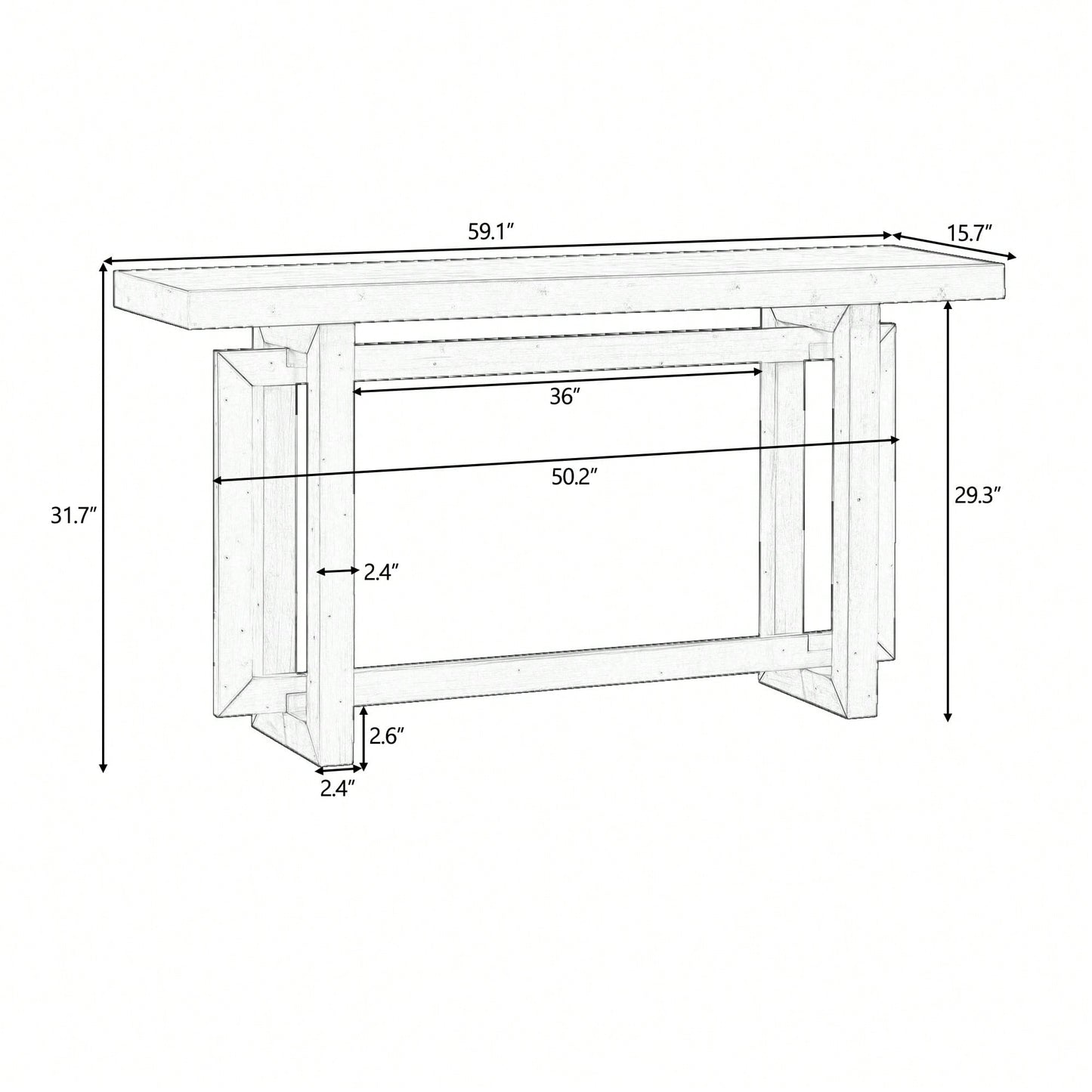 Extra Long Contemporary Console Table With Wood Top For Entryway Hallway Living Room Foyer And Corridor