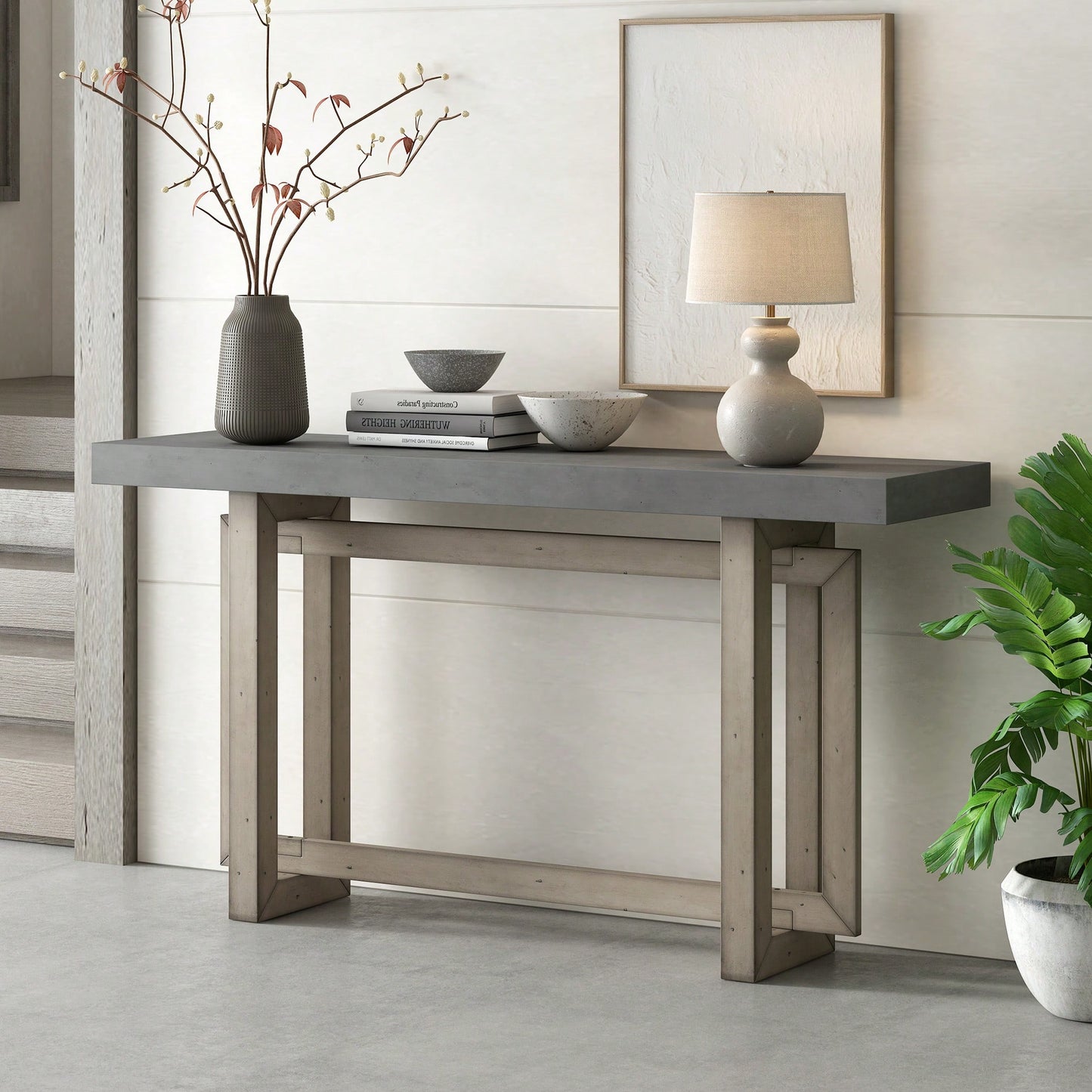 Extra Long Contemporary Console Table With Wood Top For Entryway Hallway Living Room Foyer And Corridor