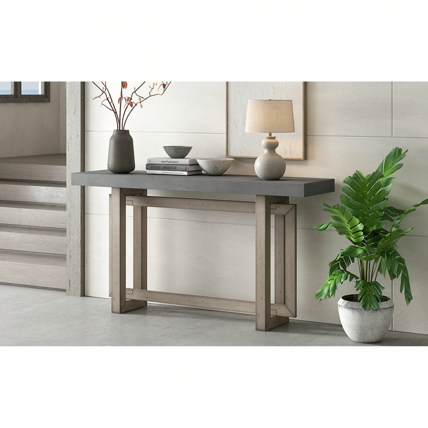 Extra Long Contemporary Console Table With Wood Top For Entryway Hallway Living Room Foyer And Corridor