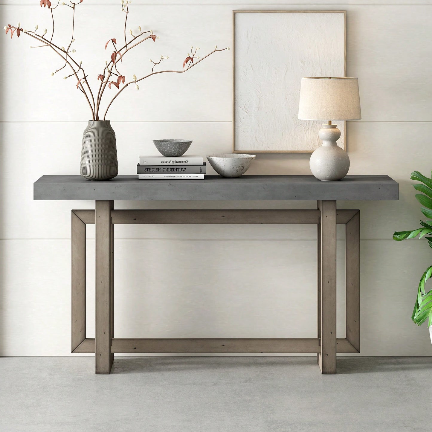 Extra Long Contemporary Console Table With Wood Top For Entryway Hallway Living Room Foyer And Corridor
