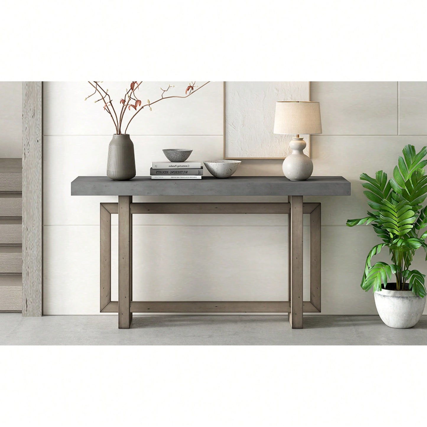 Extra Long Contemporary Console Table With Wood Top For Entryway Hallway Living Room Foyer And Corridor