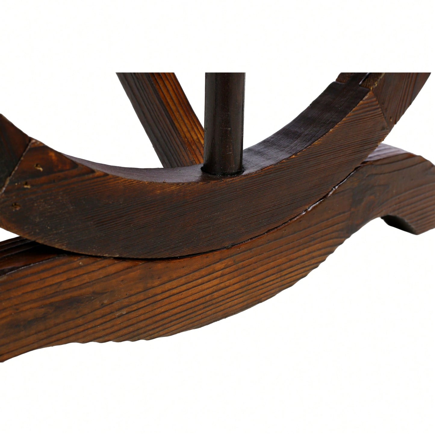 Rustic Wooden Outdoor Bench With Wagon Wheel Legs For Garden Patio Lawn And Porch Seating For Two