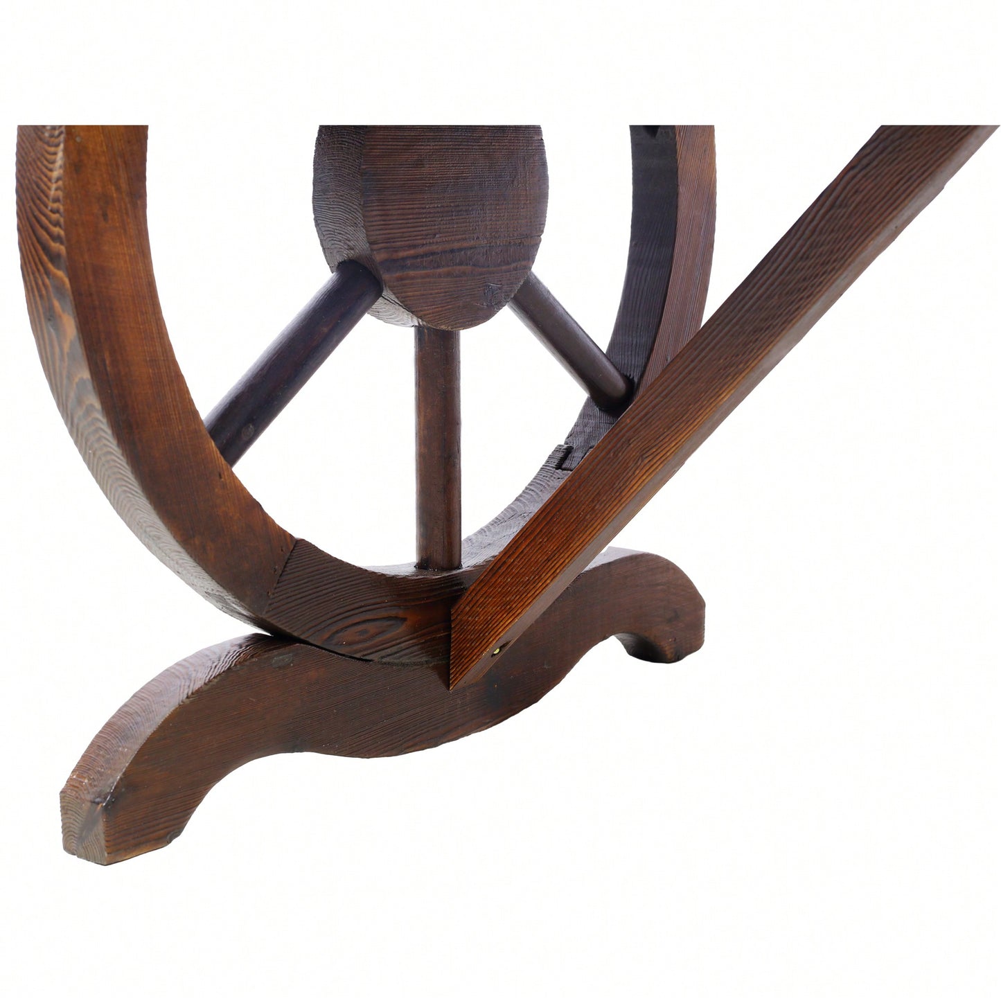 Rustic Wooden Outdoor Bench With Wagon Wheel Legs For Garden Patio Lawn And Porch Seating For Two
