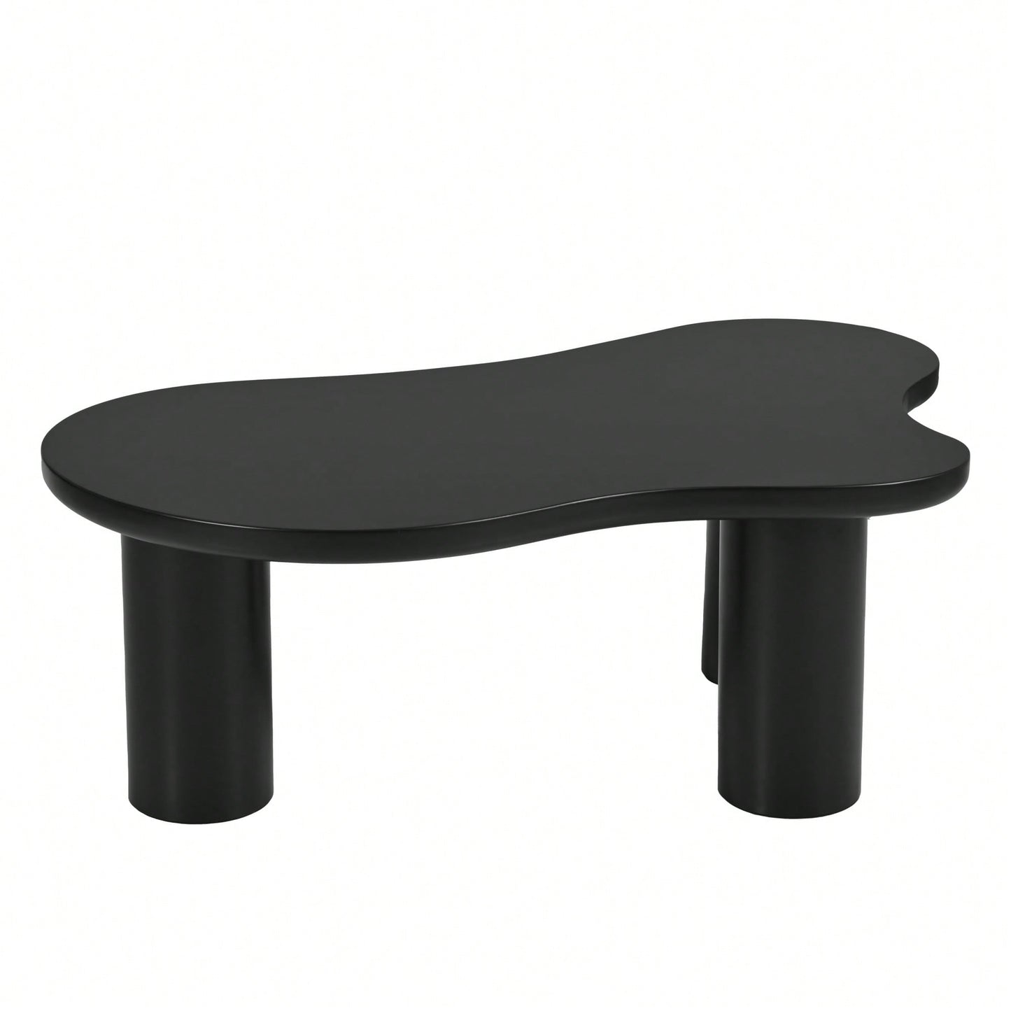 Easy Assembly Cream Cloud Coffee Table With Thick Round Edge Top And 3 Sturdy Legs For Living Room Black
