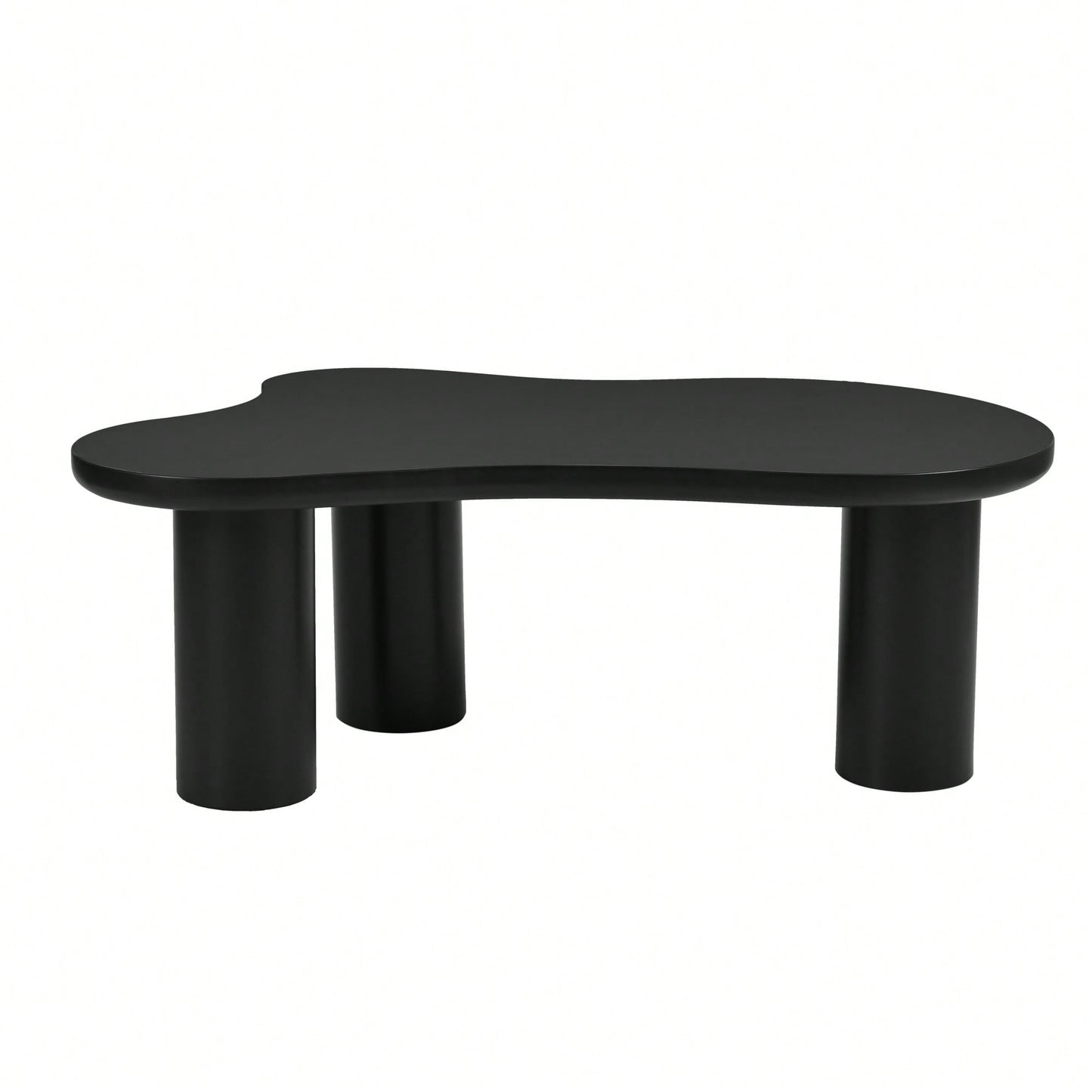 Easy Assembly Cream Cloud Coffee Table With Thick Round Edge Top And 3 Sturdy Legs For Living Room Black