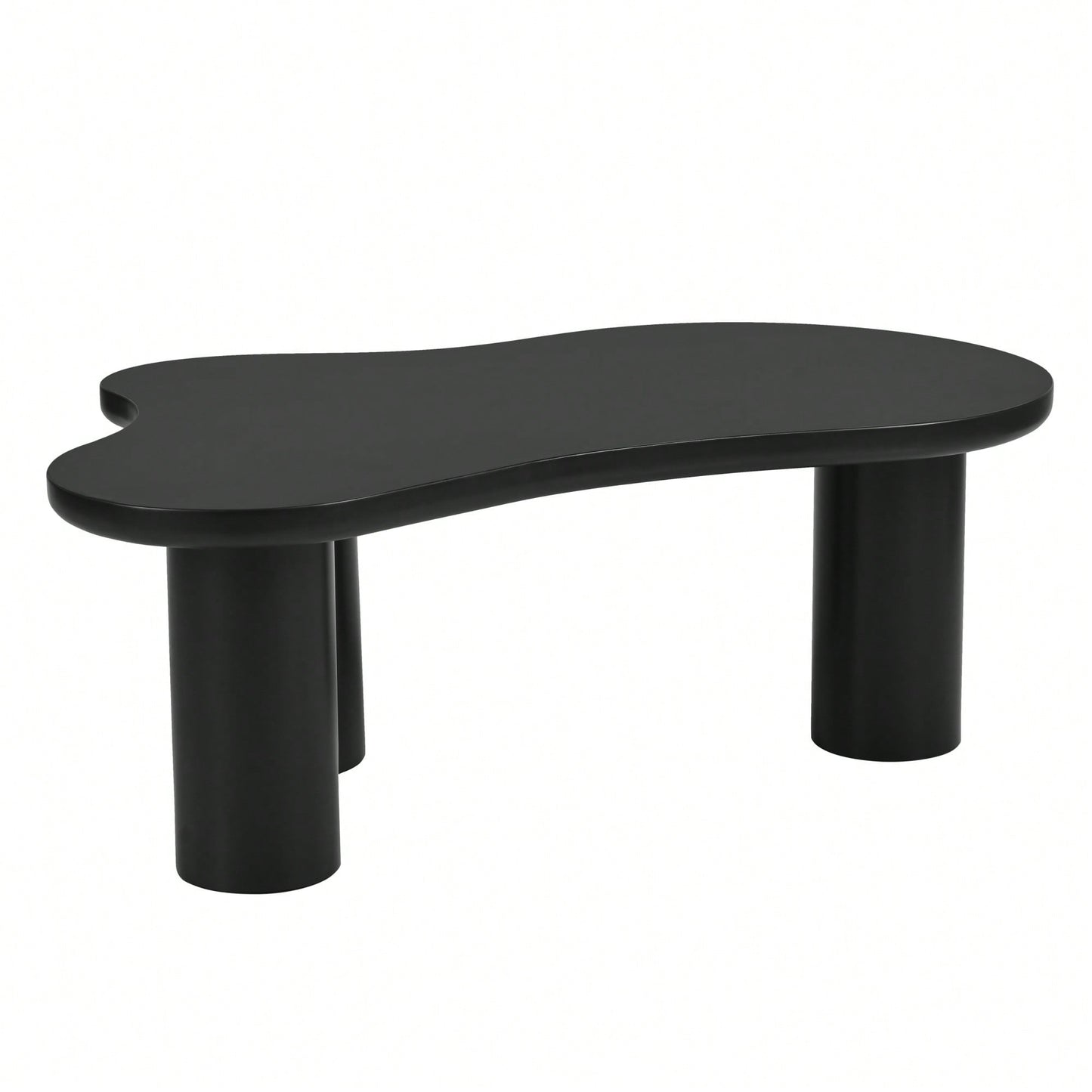 Easy Assembly Cream Cloud Coffee Table With Thick Round Edge Top And 3 Sturdy Legs For Living Room Black