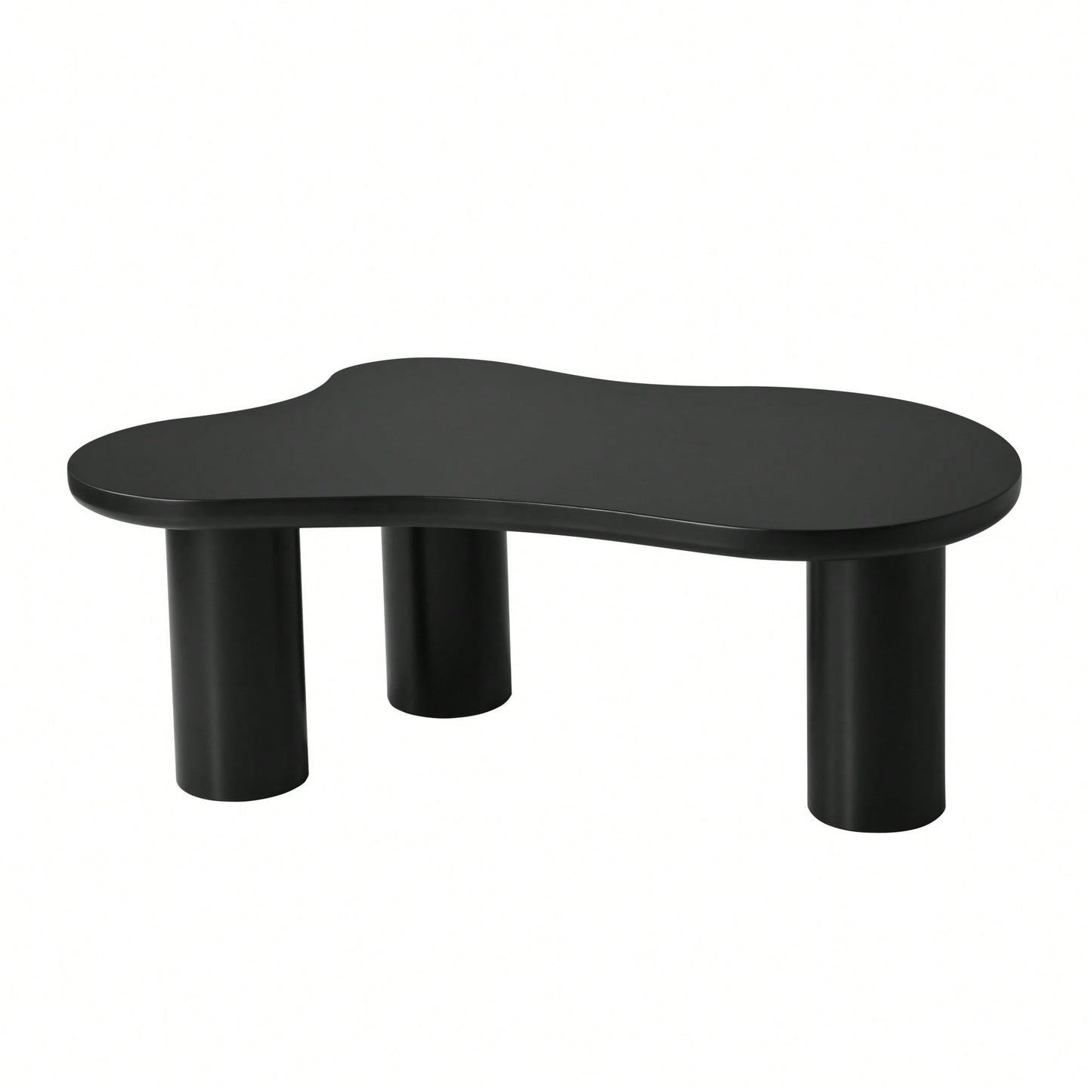 Easy Assembly Cream Cloud Coffee Table With Thick Round Edge Top And 3 Sturdy Legs For Living Room Black