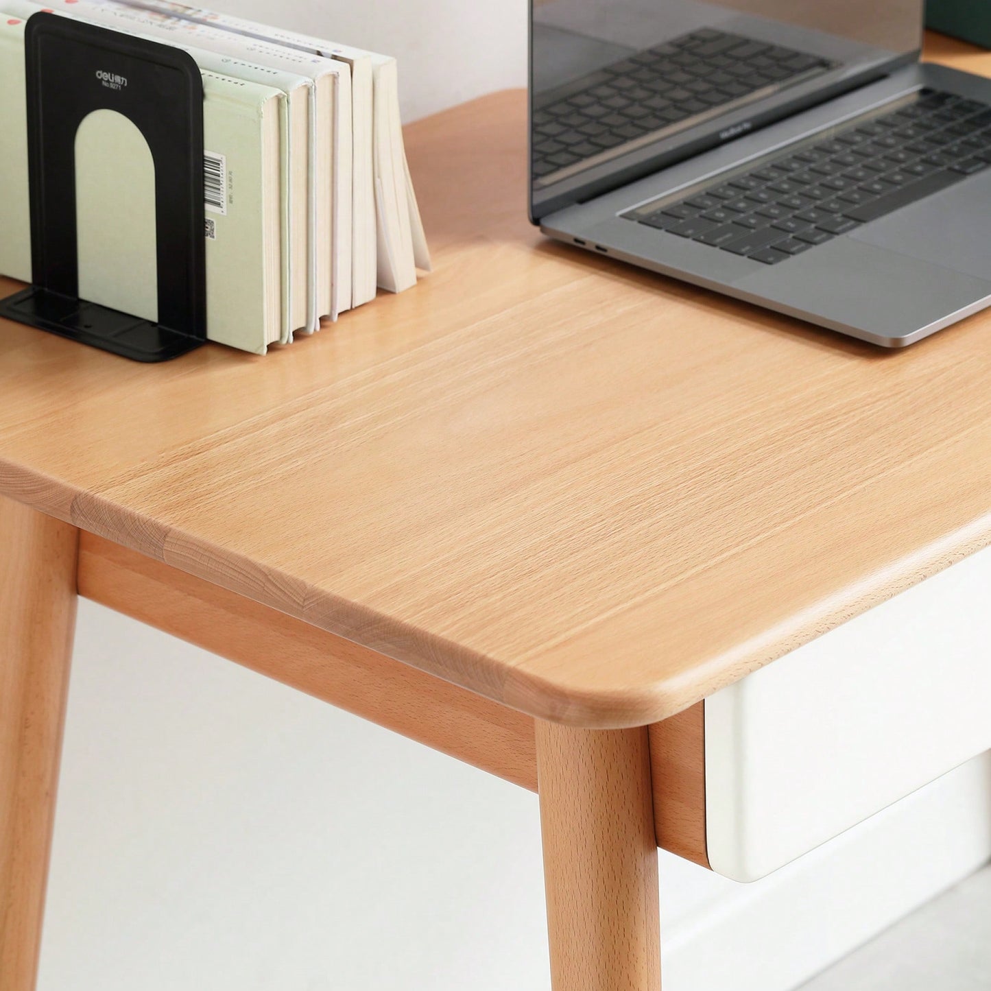 Large Solid Wood Computer Desk With 2 Drawers For Home Office And Study - Modern Simple Design PC Table In Beech Finish