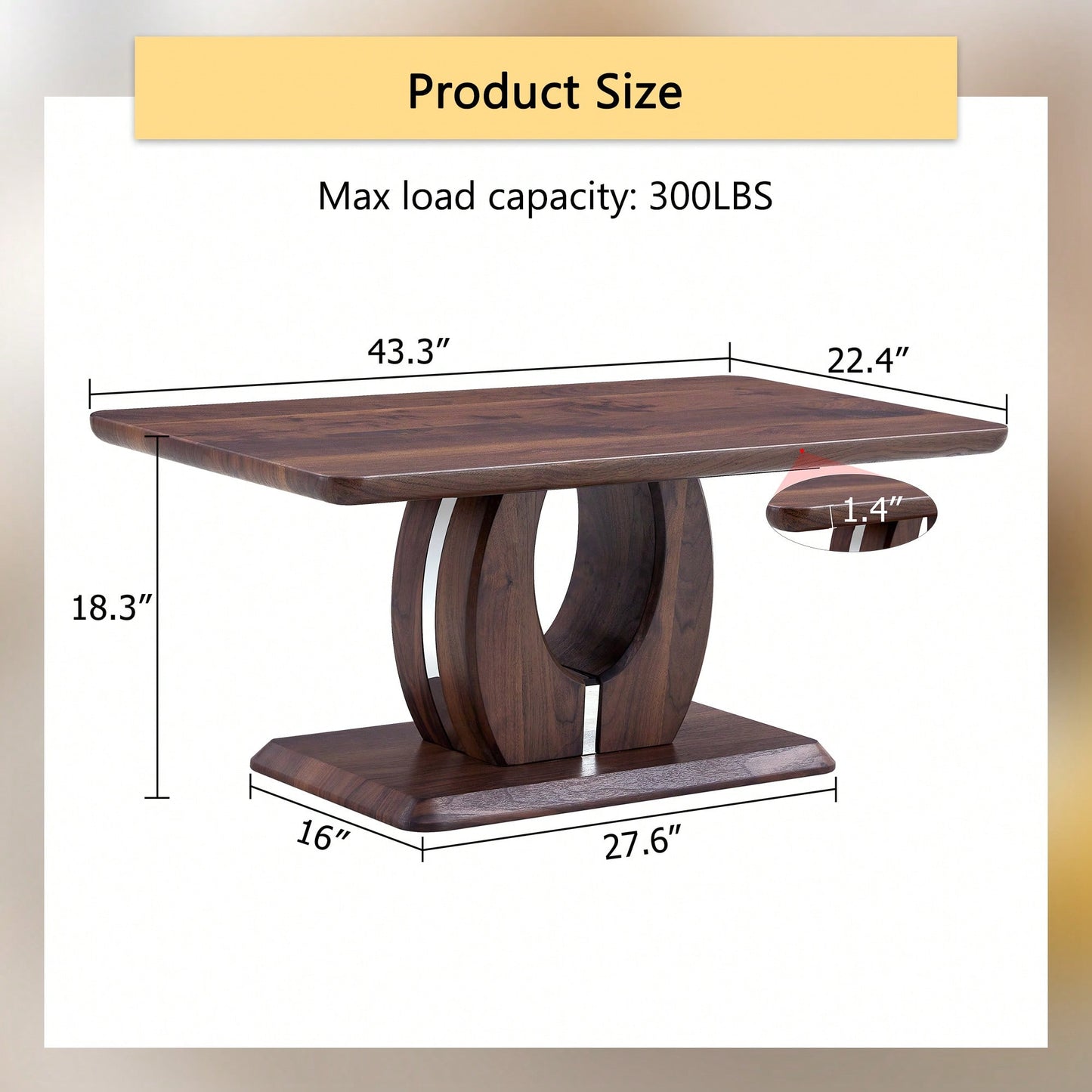 Modern Minimalist Rectangular Coffee Table In Dark Brown Walnut Finish For Cozy Home Decor