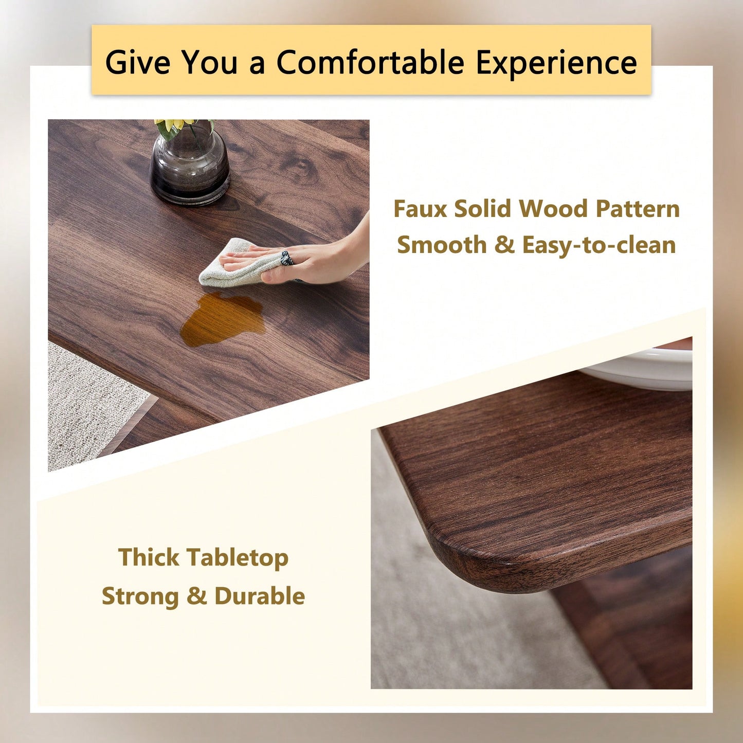 Modern Minimalist Rectangular Coffee Table In Dark Brown Walnut Finish For Cozy Home Decor
