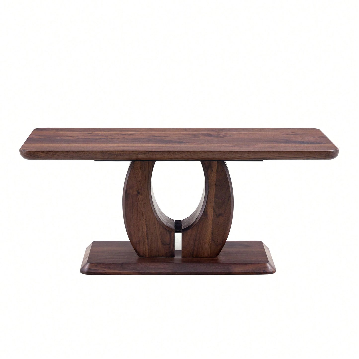 Modern Minimalist Rectangular Coffee Table In Dark Brown Walnut Finish For Cozy Home Decor
