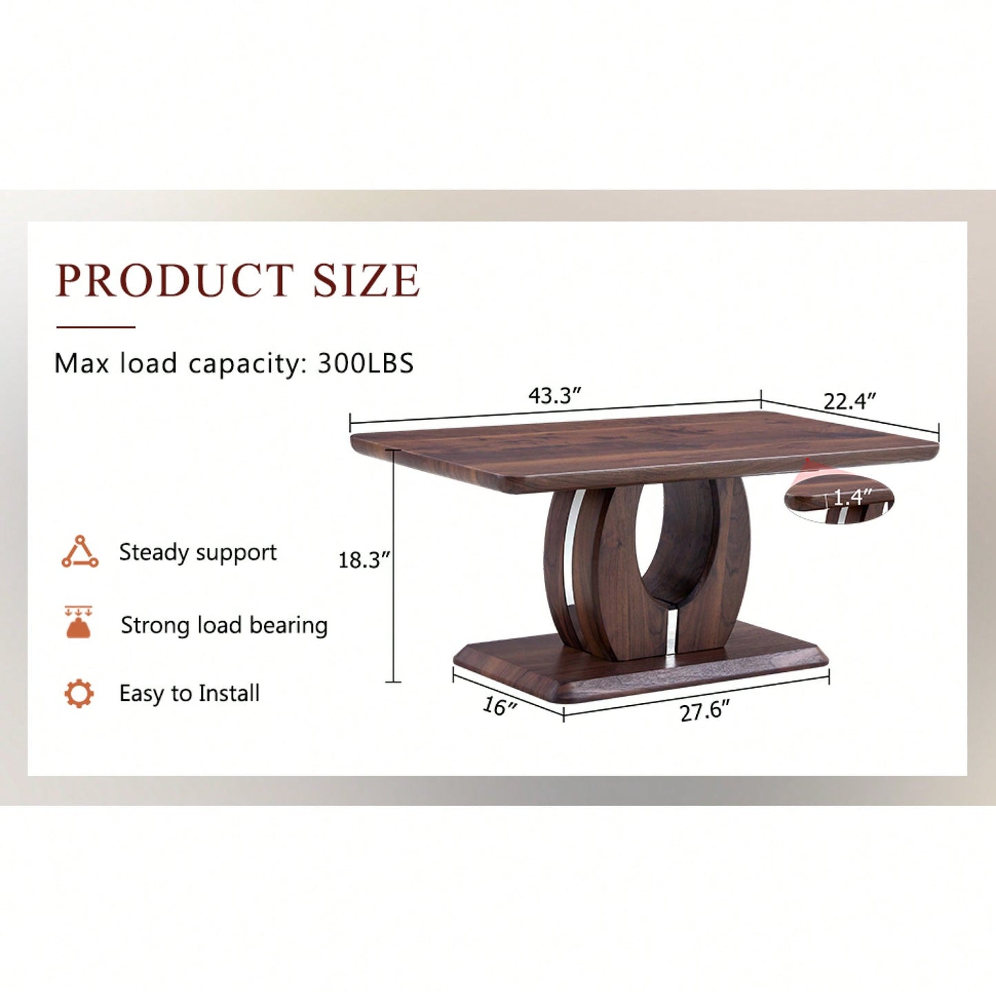 Modern Minimalist Rectangular Coffee Table In Dark Brown Walnut Finish For Cozy Home Decor