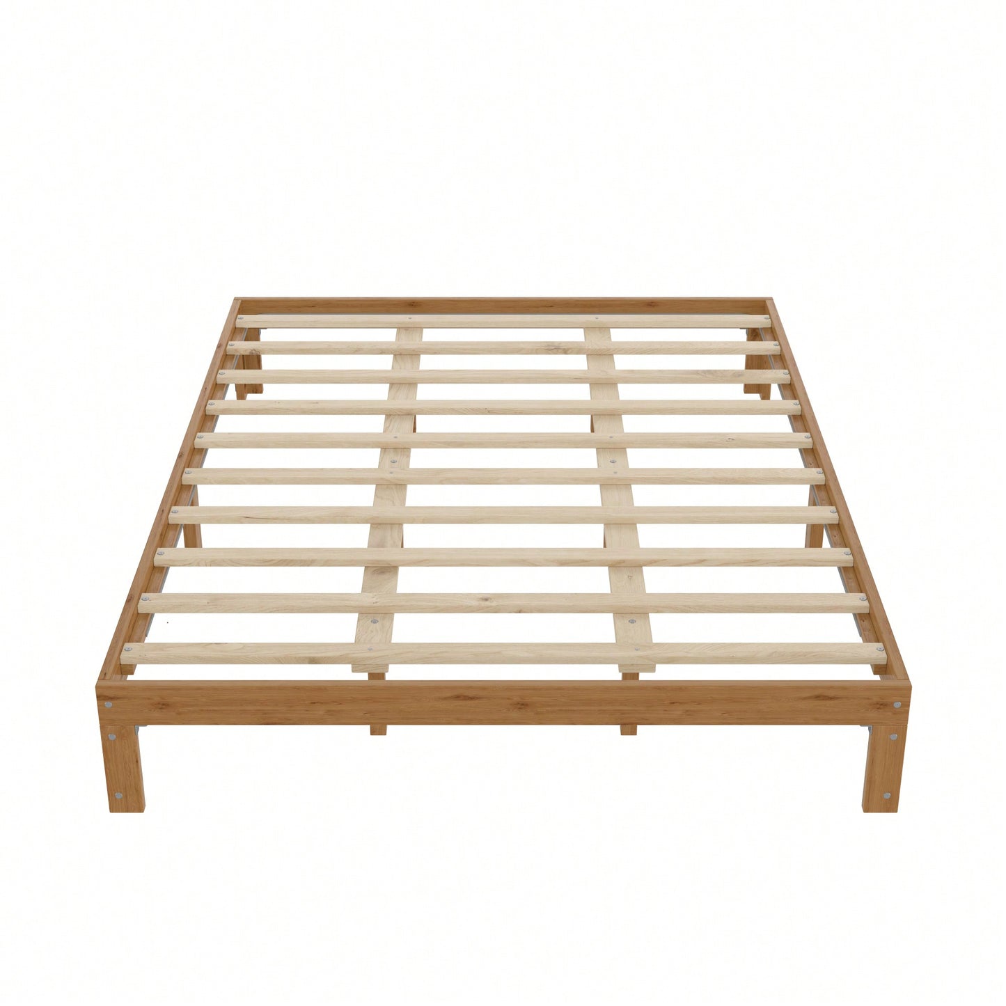Rustic Pine Queen Size Solid Wood Platform Bed Frame With Slat Support Easy Assembly No Box Spring Required 12 Inch Height