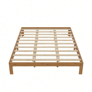 Rustic Pine Queen Size Solid Wood Platform Bed Frame With Slat Support Easy Assembly No Box Spring Required 12 Inch Height