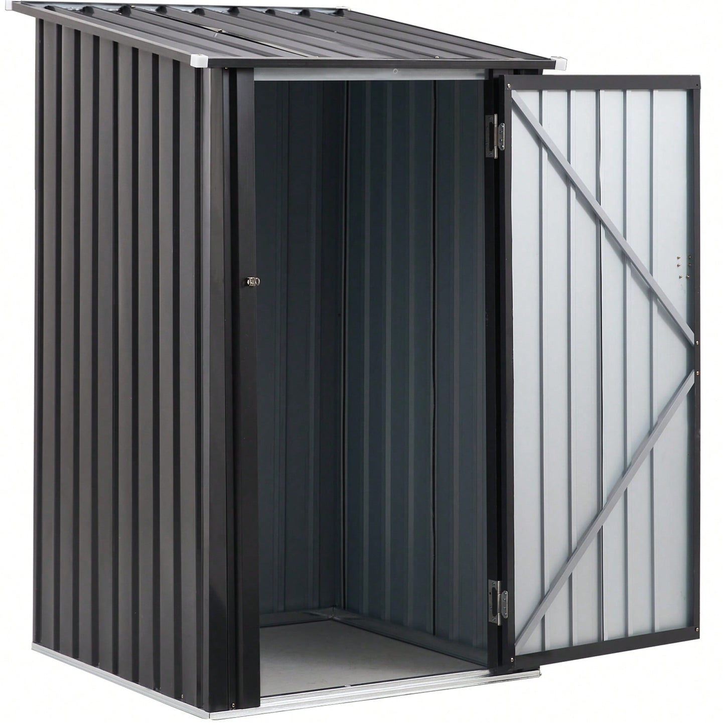 Compact 3x3 FT Metal Outdoor Storage Shed With Lockable Door For Backyard Garden Lawn Tools
