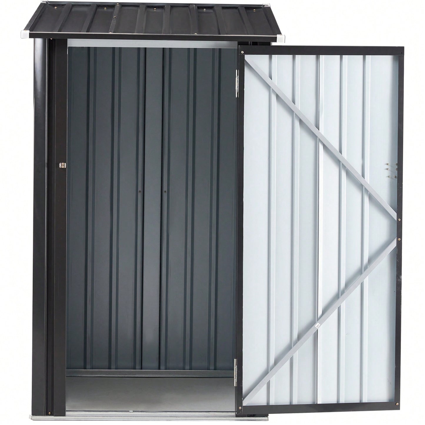 Compact 3x3 FT Metal Outdoor Storage Shed With Lockable Door For Backyard Garden Lawn Tools