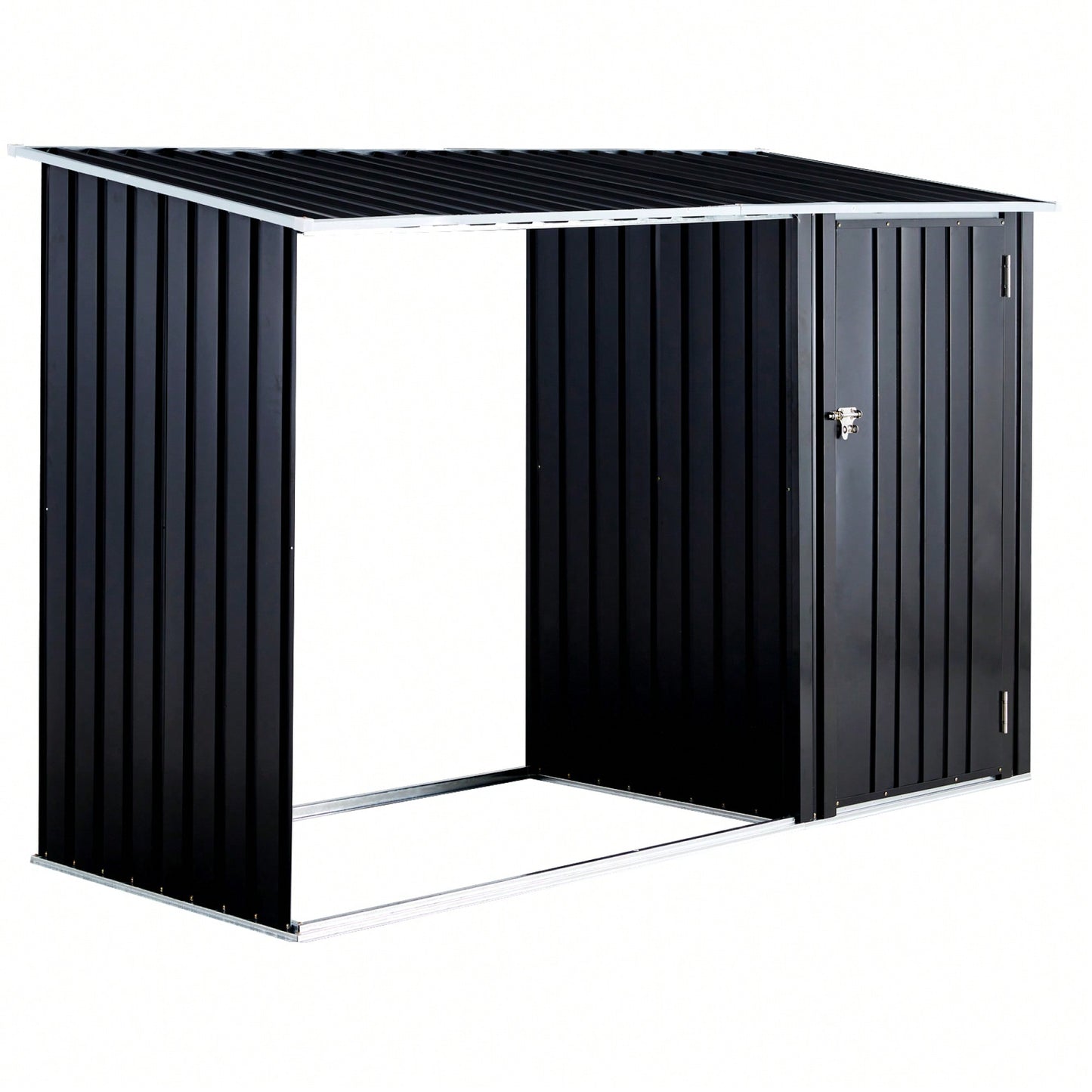 Outdoor Firewood Storage Shed With Galvanized Steel Log Holder For Patio