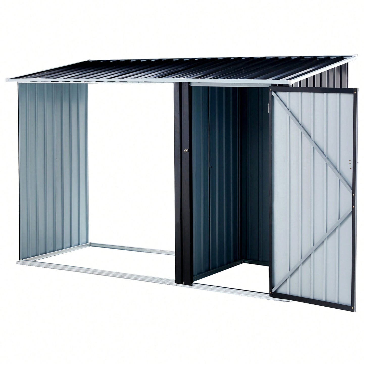 Outdoor Firewood Storage Shed With Galvanized Steel Log Holder For Patio