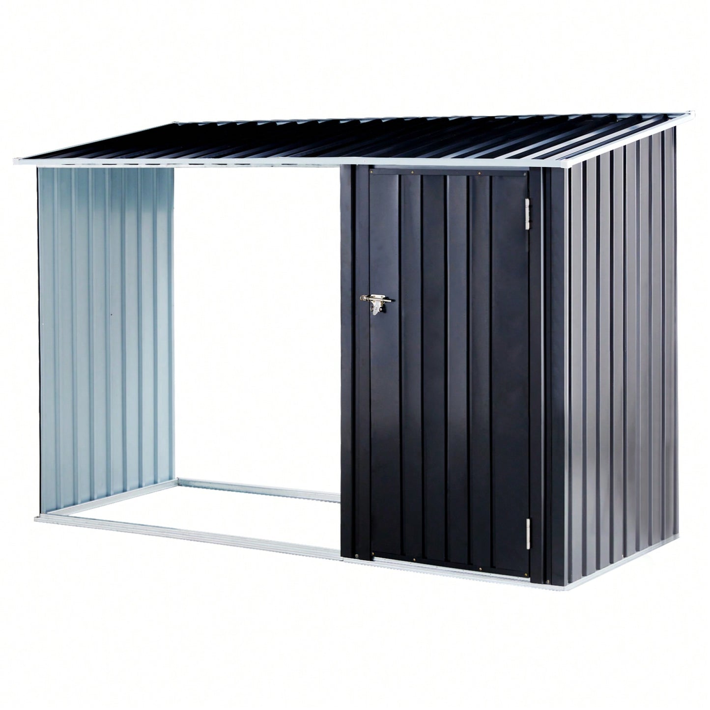 Outdoor Firewood Storage Shed With Galvanized Steel Log Holder For Patio