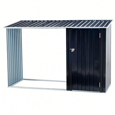 Outdoor Firewood Storage Shed With Galvanized Steel Log Holder For Patio